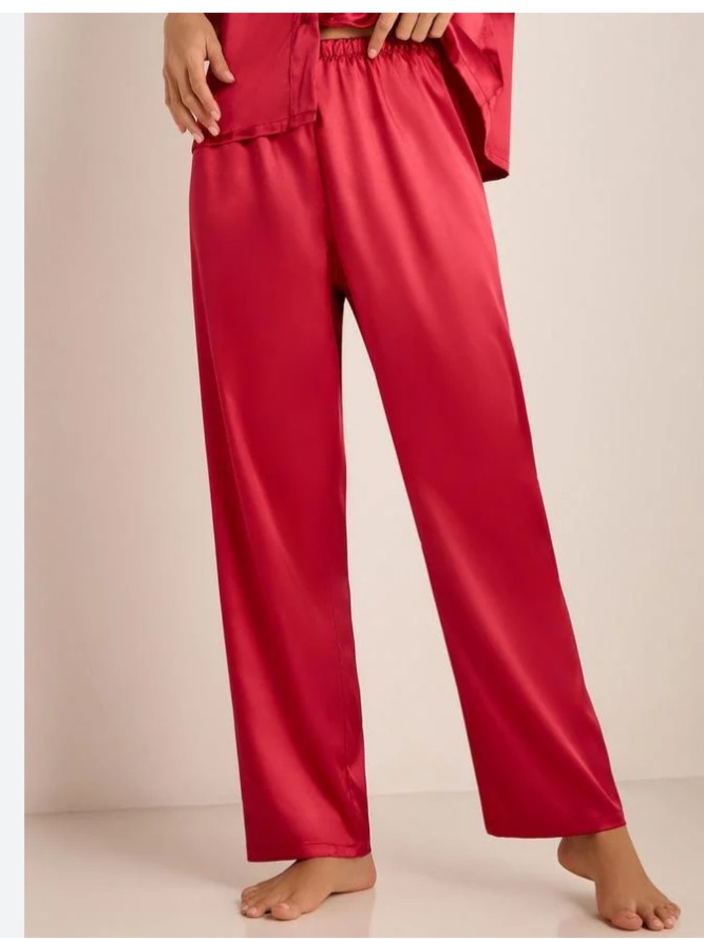 KATE SPADE Red Elasticized Waist Wide Straight Leg Pants NWT